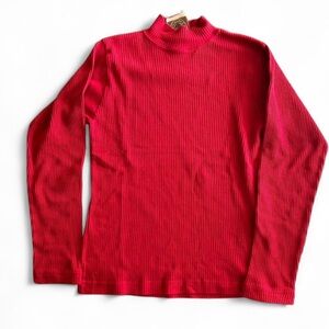 Vintage Erika & Co Ribbed Red Mock Neck Turtleneck Light Sweater